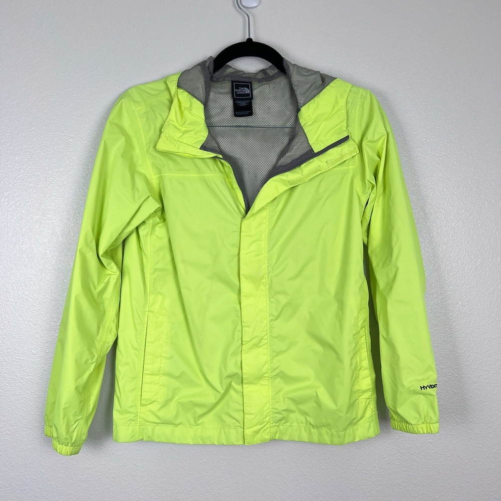 The North Face Boys Hooded Wind Breaker Jacket Neon Yellow Sz L
